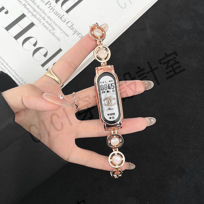 XIAOMI MI 時尚手鍊鏈帶適用於小米 Mi Band 5 6 7 8 智能手錶錶帶 Wirtsband Miban【亞德機械五金家居】 8