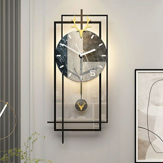 北歐風創意鹿角壁鍾 亞克力鐘錶 靜音掛鐘 藝術高品質時鐘 客廳擺鐘 搖擺掛鐘 時鐘 個性裝飾 高C