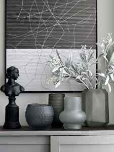 花瓶灰色磨砂玻璃半透明樣板間別墅客廳大號裝飾擺件