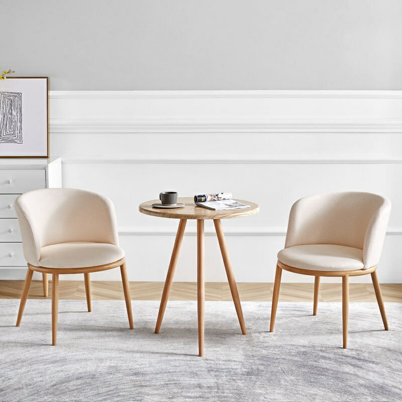 椅子 北歐洽談餐桌椅組合 餐椅 仿實木現代簡約小戶型陽臺創意休閒奶茶店椅子