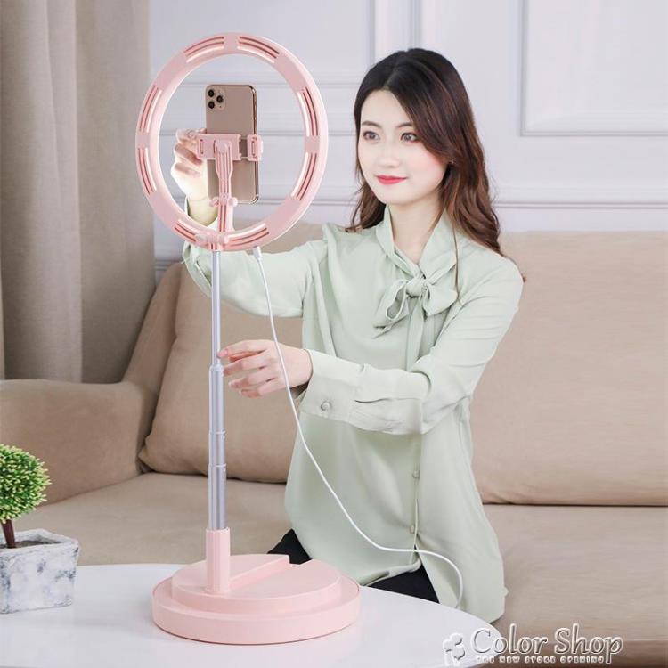 手機直播支架一體式美顏補光燈專業級可伸縮折疊落地式桌面兩用