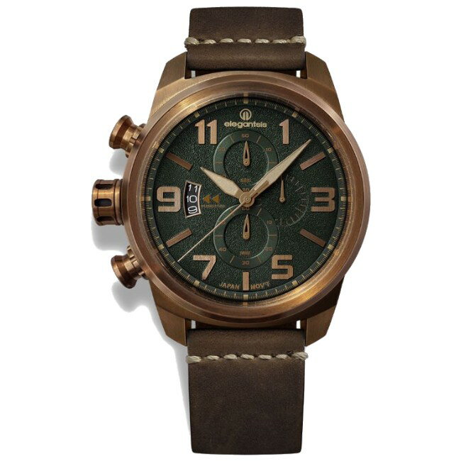elegantsis 傑本尼氏 ELJT48MQS-OG02LC 復古軍事風JT48-MQS腕錶/復刻綠 45.5mm｜樂天全館特惠中★指定刷卡回饋10%