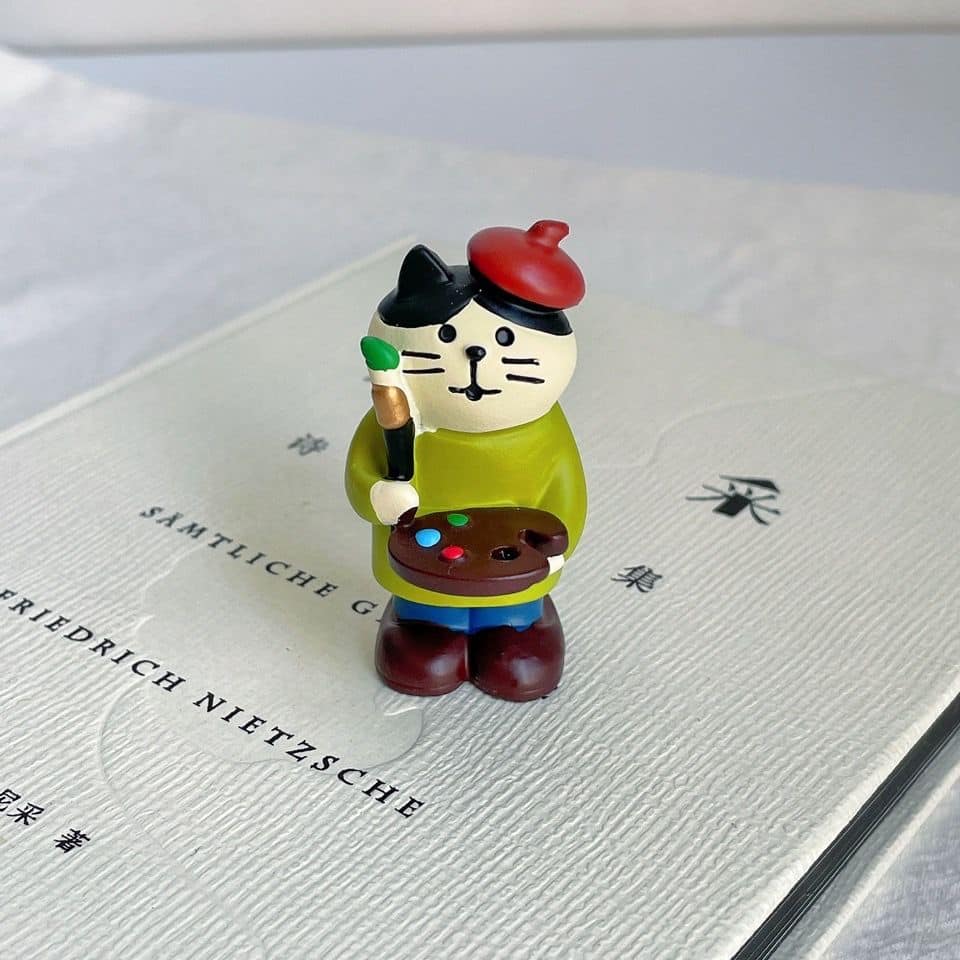 心願是成為畫家 治癒系可愛日式貓咪畫家小擺件桌面面裝飾品 4