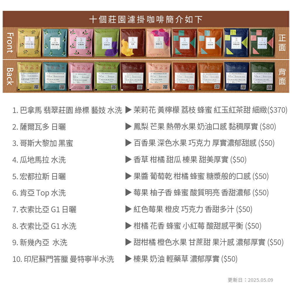 十個莊園濾掛咖啡(10gx10包/盒-共10包)【JC咖啡】含巴拿馬 翡翠莊園 綠標藝妓咖啡 3