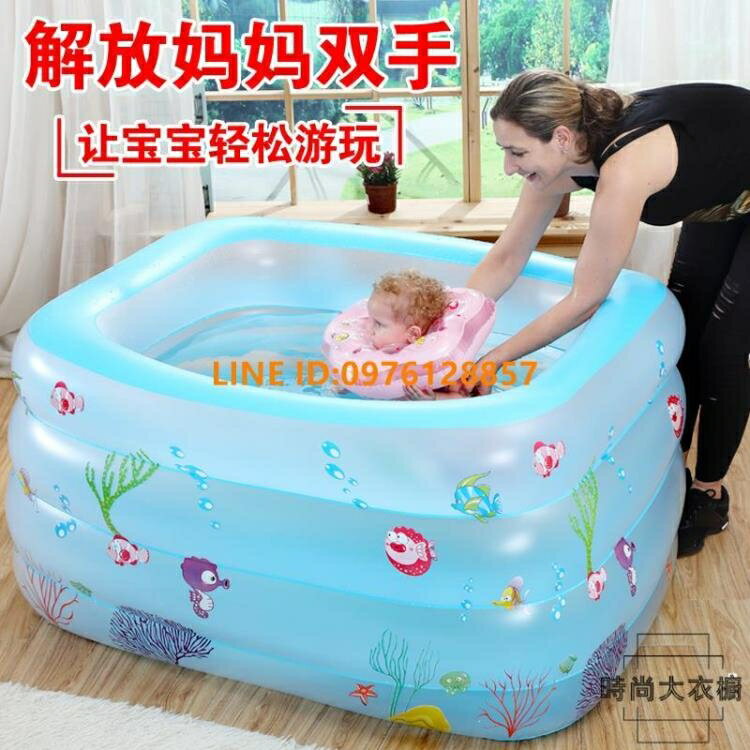 樂天精選~嬰兒游泳池家用充氣幼兒童加厚保溫可折疊浴缸室內洗澡桶-青木鋪子