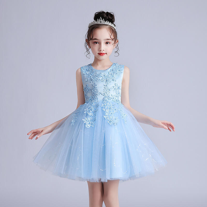 女童公主裙禮服夏季花童寶寶婚紗蓬蓬裙兒童鋼琴表演服連衣裙洋氣