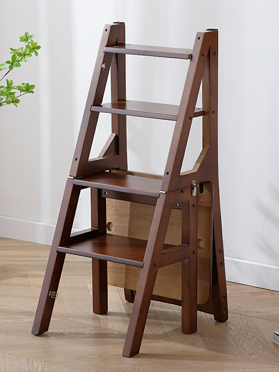 家用折疊樓梯椅全實木梯子椅子兩用梯凳梯子凳子木梯多功能椅 樂居家百貨