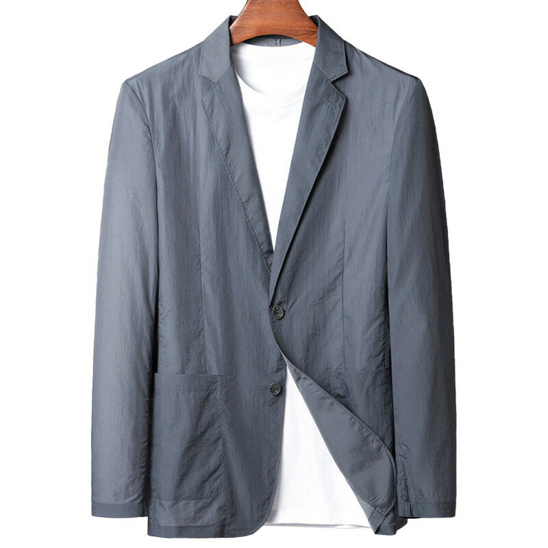 【巴黎精品】現貨+預購 西裝外套休閒西服-春夏微皺輕薄防曬男外套3色p1ac60