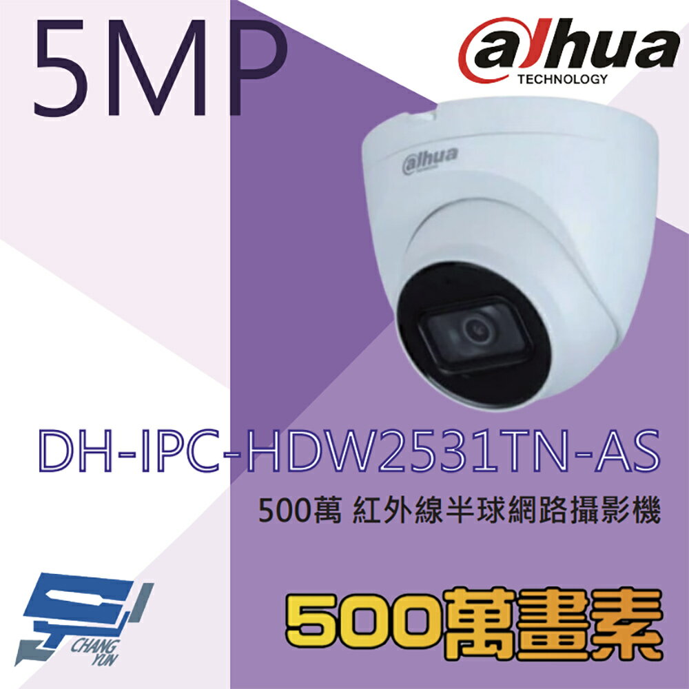 昌運監視器 大華 DH-IPC-HDW2531TN-AS 500萬 紅外線半球網路攝影機 內建麥克風 PoE【夏日限時優惠中 再享點數回饋】