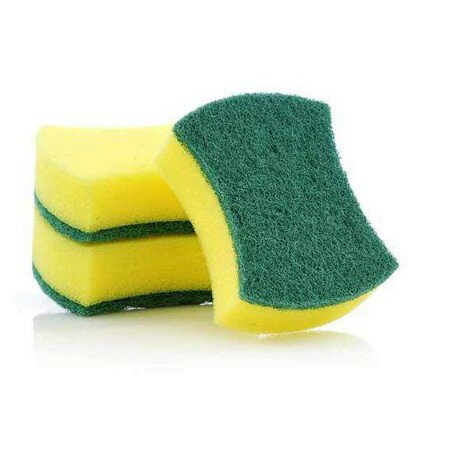 菜瓜布 海綿清潔刷 雙面 去污 魔力清潔海綿 腰型 (綠黃色) A1404