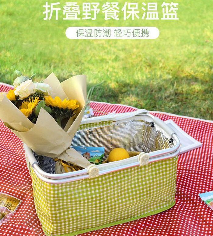 保溫野餐籃 飯盒袋 戶外手提菜籃子 可折疊保溫籃 加厚購物框 保溫野餐包 保冷袋 保溫袋 保溫籃 保溫 保冷 野餐籃 籃子