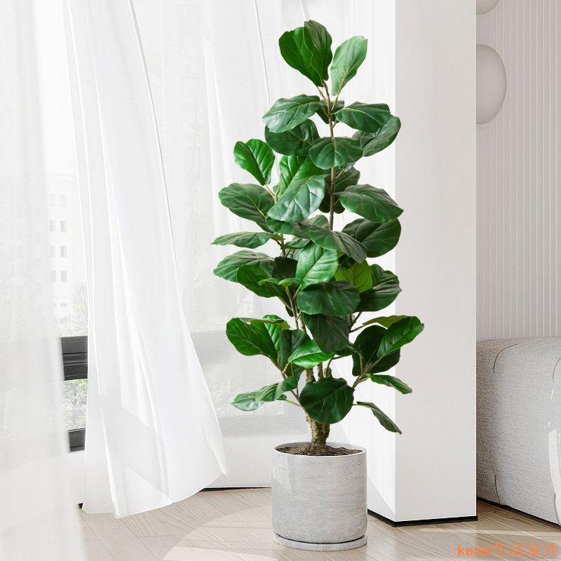 免運 仿真植物 仿真樹 仿真綠植 仿真擺飾 假樹 仿真綠植假植物琴葉榕高端輕奢客廳裝飾大型仿生盆栽室內盆景擺件特惠/開立發票K0929 3