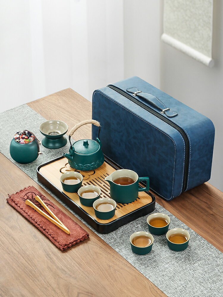 日式便攜式旅行茶具小套裝 戶外陶瓷茶杯家用簡約泡茶壺伴手禮【不二雜貨】