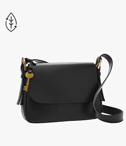送禮首選★【FOSSIL】Harper 真皮小馬鞍斜揹包-黑ZB1565001【美國時尚品牌】 附防塵袋+提袋【全館滿額折價★FOSSIL全系列包夾送美妝蛋】