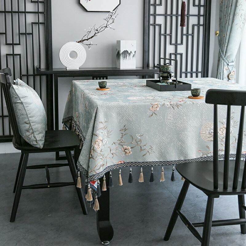 餐桌布 新中式餐桌布藝八仙桌大桌布歐式茶幾台布家用大方桌正方形中國風『XY13760』