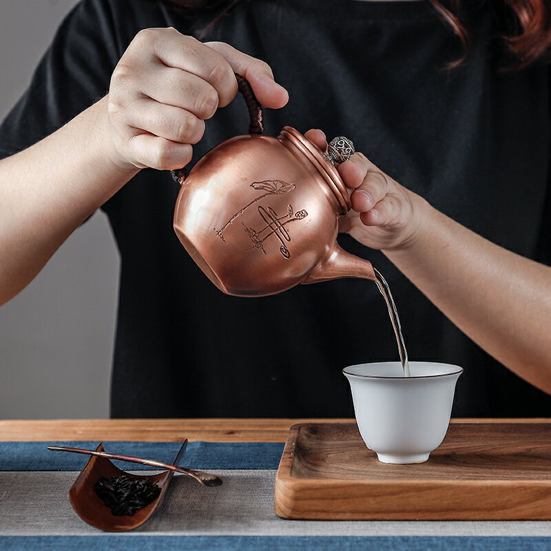 茶道茶壺煮茶器單壺家用紫銅禪意泡茶壺電陶爐套裝泡茶工具大全 4