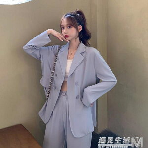 韓版新款薄款寬鬆高冷御姐風休閒長袖西裝外套女時尚套裝