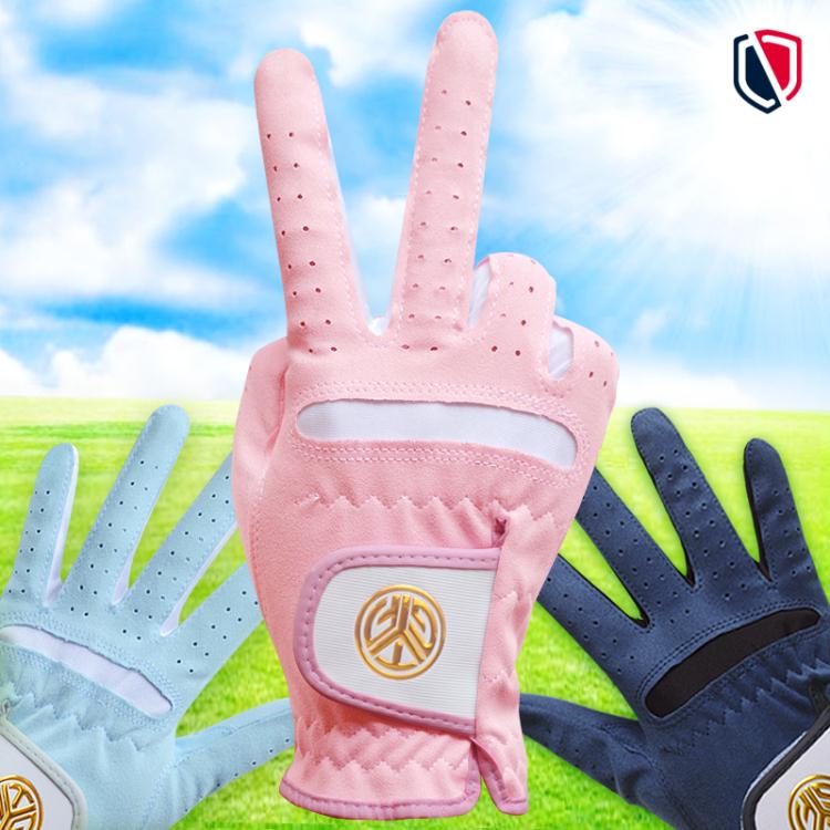 高爾夫手套 高爾夫手套女防曬透氣超纖布可水洗GOLF球女士雙手粉紅色女款手套 快速出貨