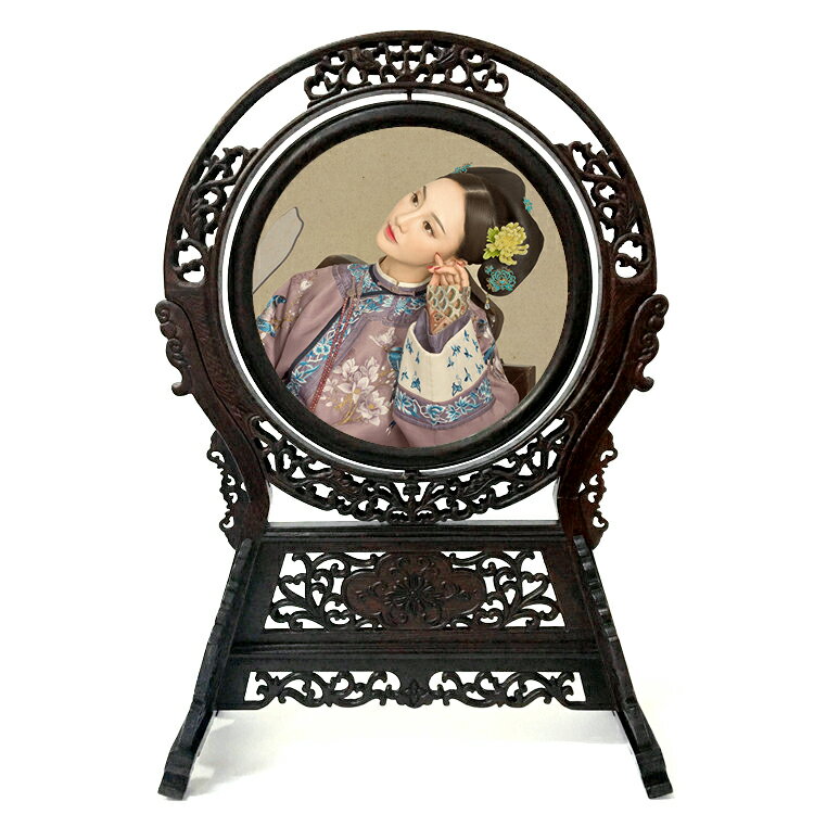 12寸實木雙面雞翅木相架 古典畫框 中式古典照片擺件相框 擺件 1