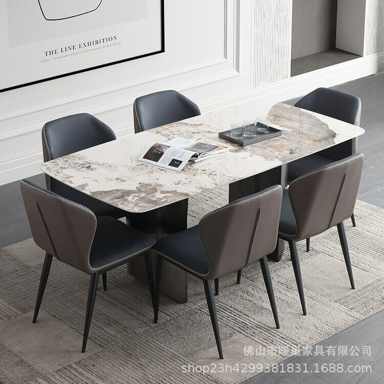 餐桌 巖板餐桌家用飯桌小戶型設計師感長方形餐桌椅組合