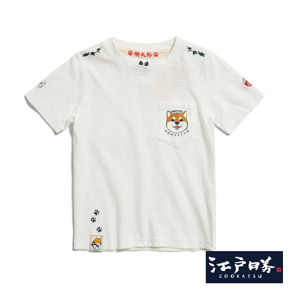 EDOKATSU江戶勝 童裝 勝太郎系列 勝太郎笑臉短袖T恤 (米白色)