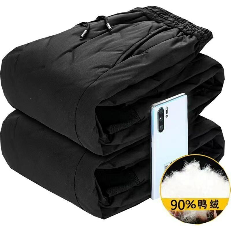 大碼白鴨絨羽絨褲男冬季中防風防雨外穿保暖休閒束腳褲棉褲潮A32R