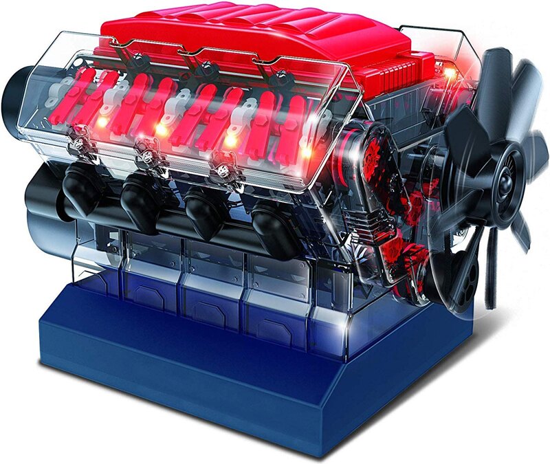 [9美國直購] Playz V8 Combustion Engine Model Building Kit STEM Hobby Toy for Kids & Adults with DIY Guide B07QCQNKG7