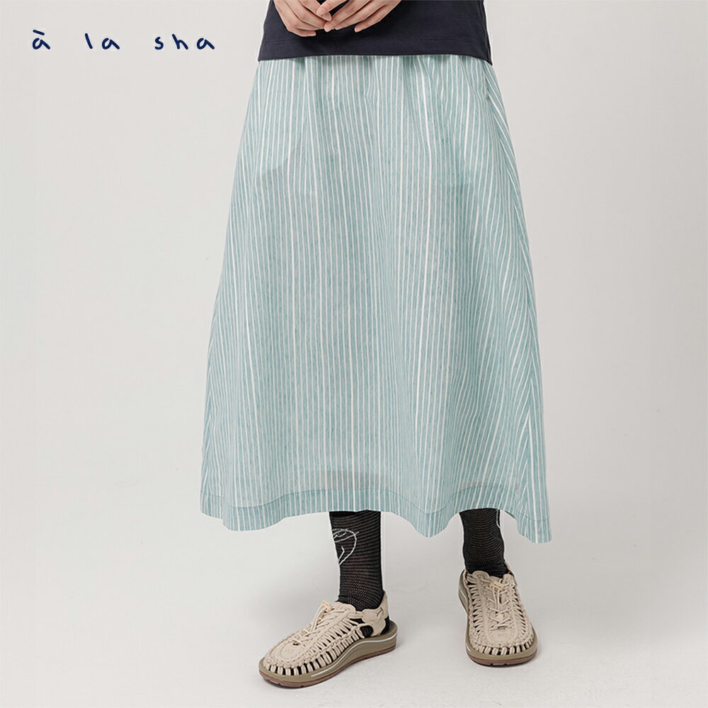 a la sha 水彩紋理條紋裙