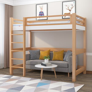 全實木櫸木高架床單上層上床下空下桌小戶型省空間復式二樓高低床