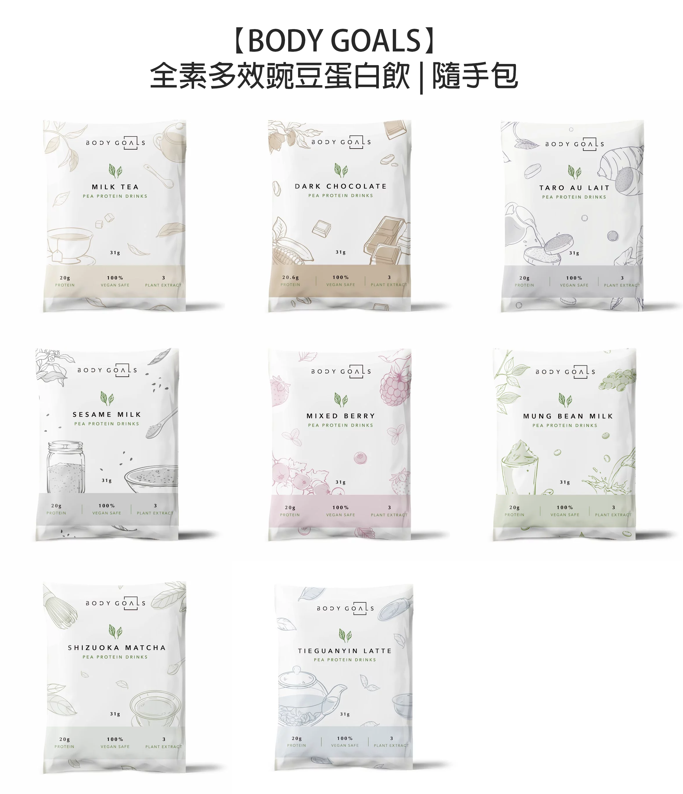 【Body Goals】全素多效豌豆蛋白飲 | 隨手包 豌豆分離蛋白 植物性蛋白 素食高蛋白 健身蛋白