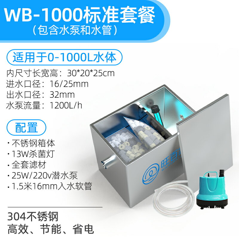 小型魚缸過濾器上過濾外接家用殺菌凈水循環不銹鋼魚池過濾裝置箱 小山好物嚴選