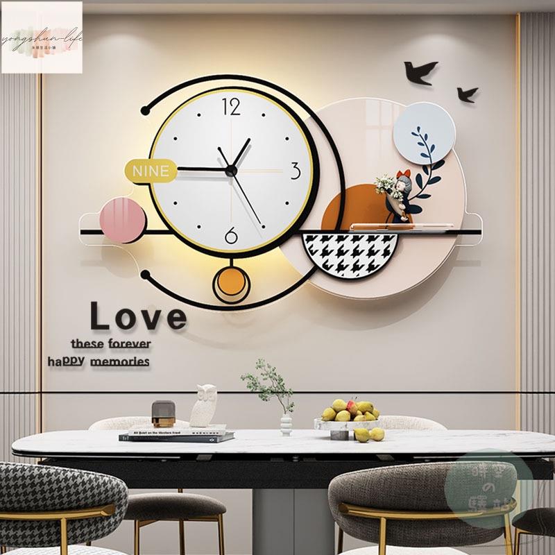 餐廳時尚高檔掛鐘 客廳家用藝術輕奢時鐘 現代裝飾靜音掛牆鐘錶 靜音時鐘 大時鐘