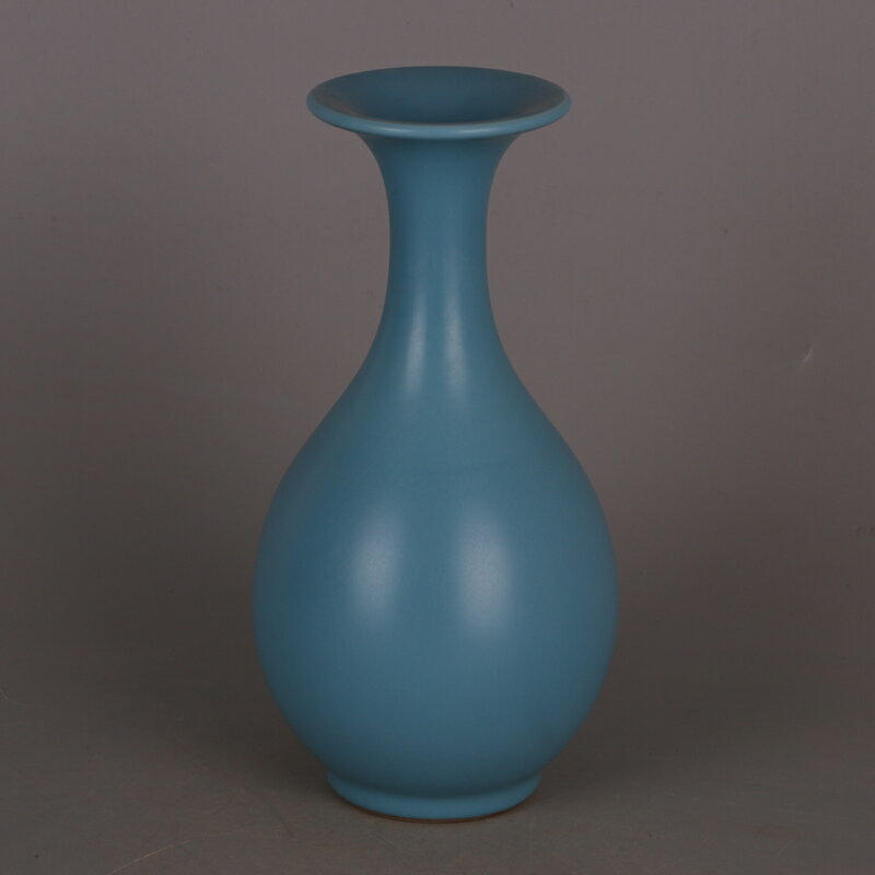 大清雍正天藍釉玉壺春瓶  景徳鎮 陶磁器 装飾品 工芸品 美術品 置物 大清雍正年天藍釉玉壺春瓶仿官窯宮廷御制款古玩古董裝飾擺件品| 協貿