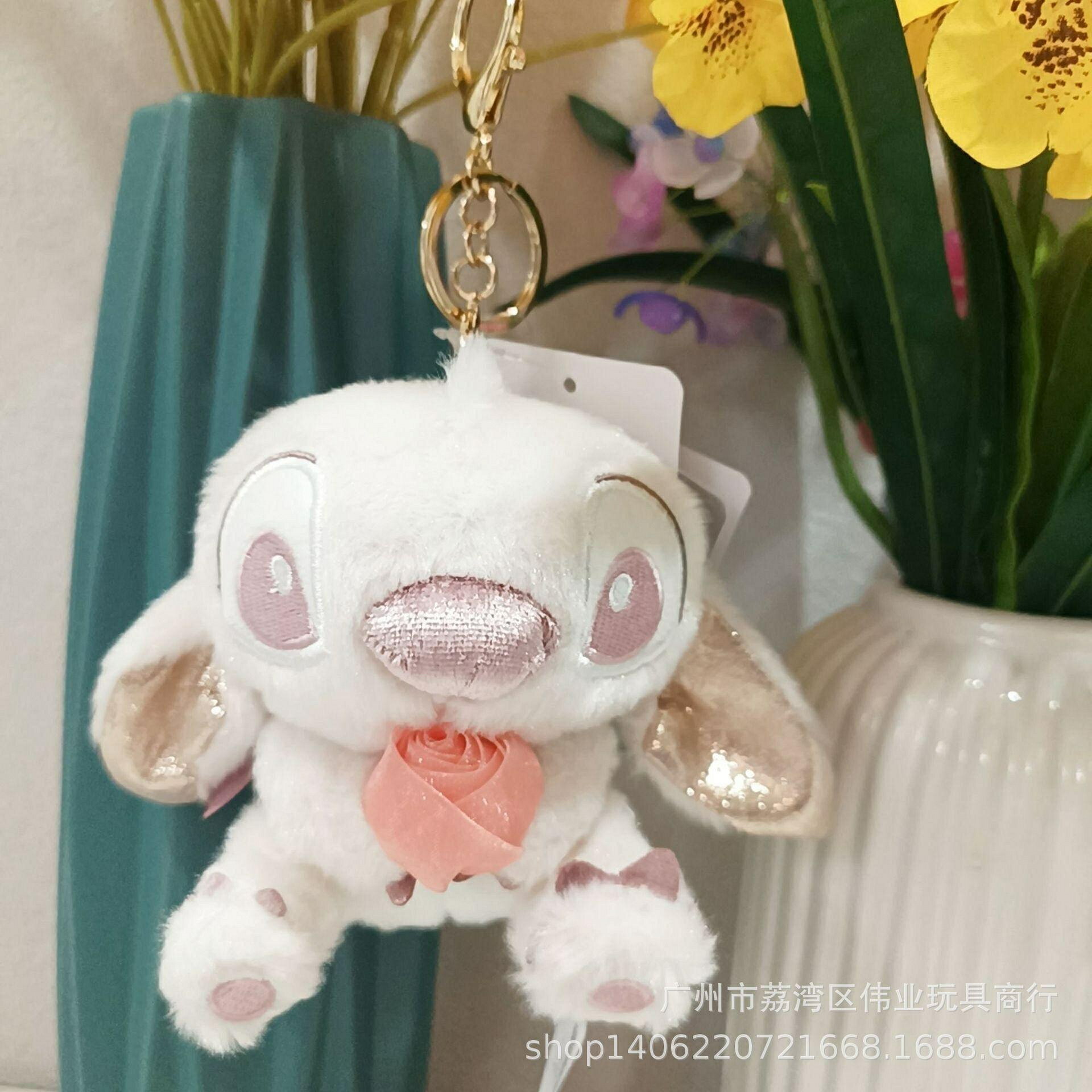 新款玫瑰派對系列史迪奇安琪毛絨公仔玩偶掛件女生生日禮物 玩偶/生日/情人/聖誕禮物/毛絨娃娃/抱枕娃娃