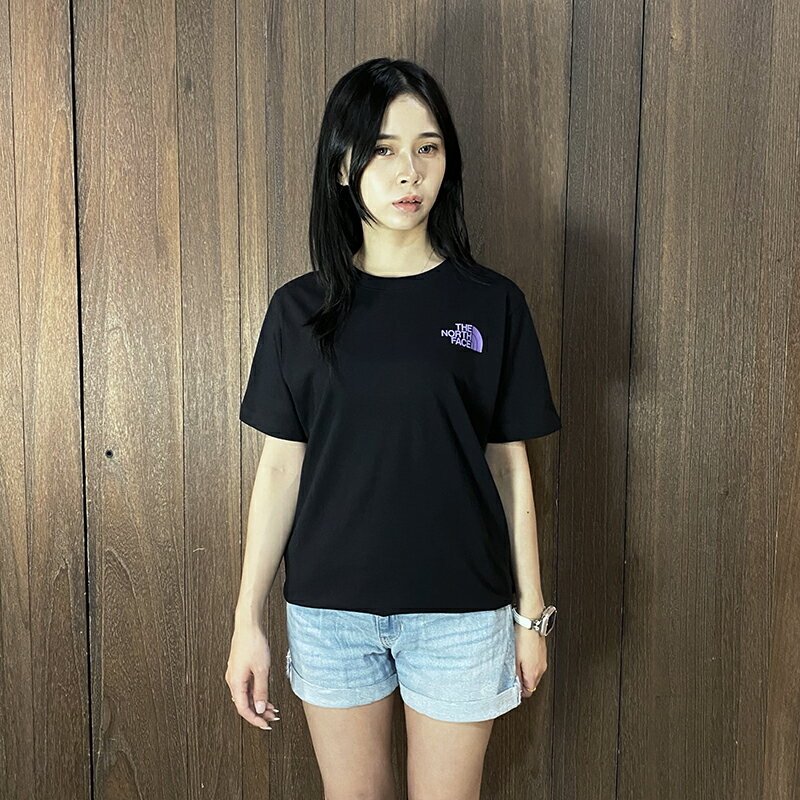 美國百分百【全新真品】The North Face 短袖上衣 棉質 女款 TNF T恤 logo 短T 黑色 DE23