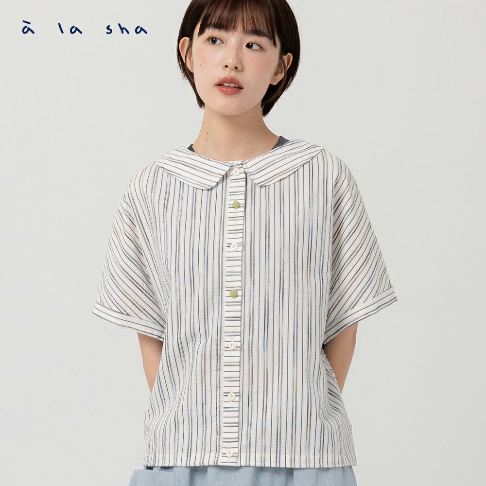 a la sha 條紋彩紗造型上衣