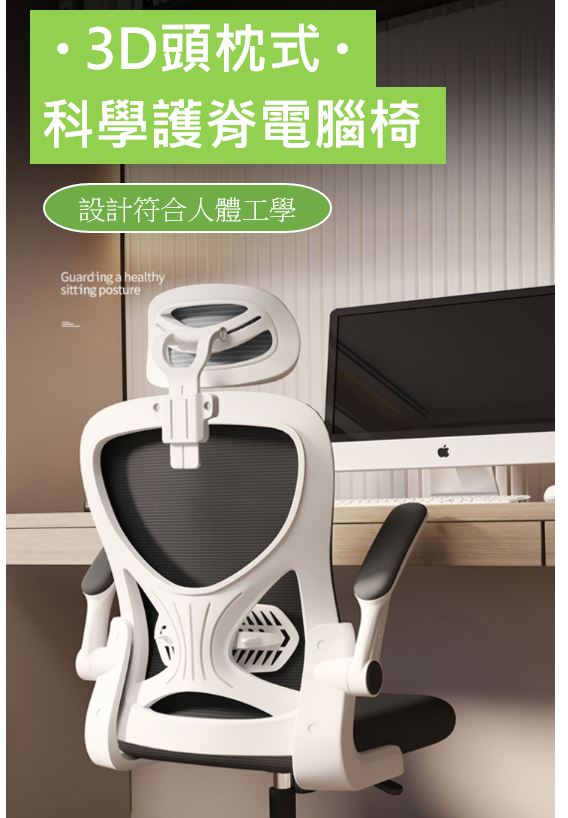 3D頭枕式 科學護脊電腦椅,舒服久坐,家用辦公椅,學生學習椅,宿舍電競椅,升降椅子靠背凳