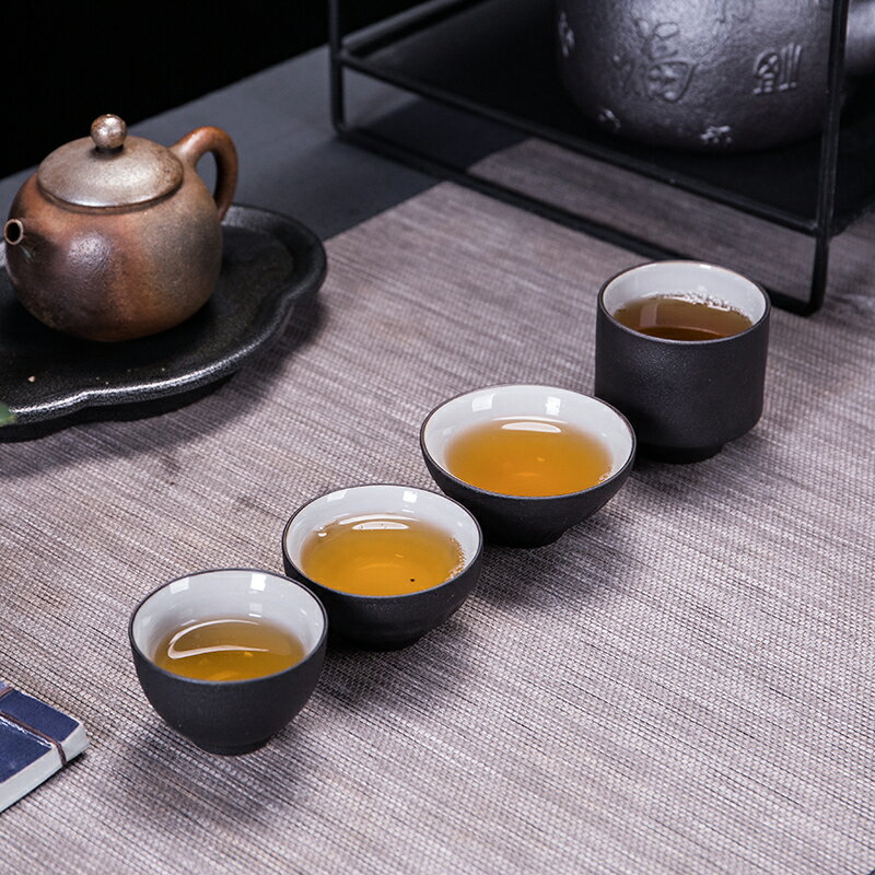 黑陶茶杯陶瓷品茗杯禪風小茶杯功夫茶具單杯個人杯簡約主人杯茶盞1入