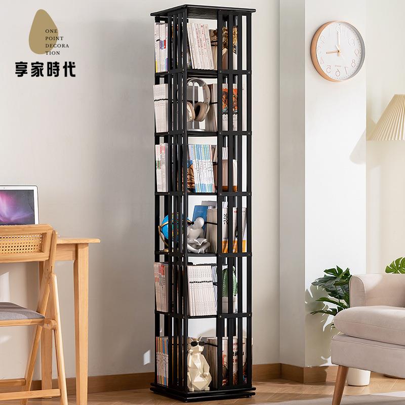 現貨下殺 旋轉書架 書架 旋轉書架落地置物架書柜子家用儲物兒童客廳格子展示簡易臥室收納 廠家直供wy15