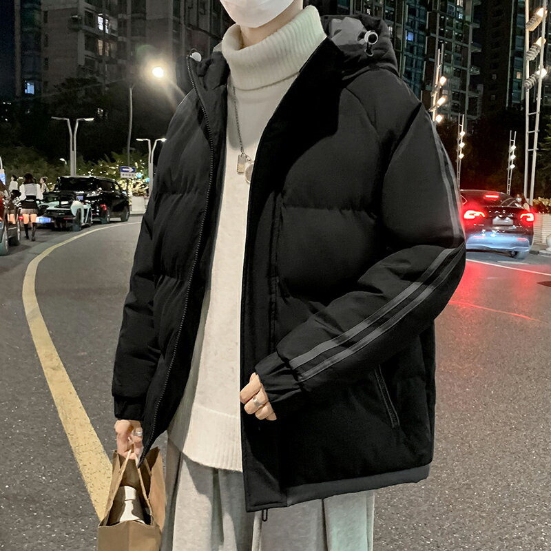 棉衣男加厚加絨麵包服羽絨絲棉服韓版寬松冬季2021年新款棉襖外套