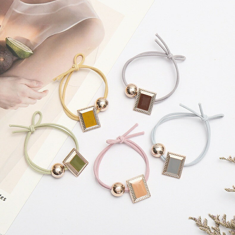 【學興書局】M37 韓版 油滴方塊髮圈 髮帶 韓系 簡約氣質髮圈 百搭耐用不傷髮 馬尾 丸子頭