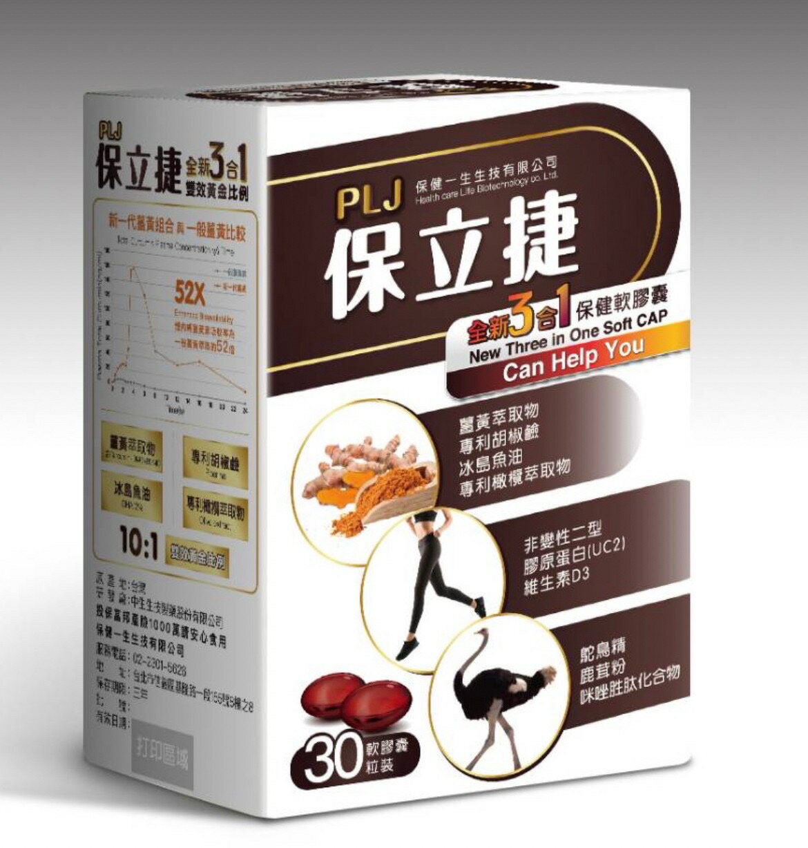 實體藥局～【現貨】 保立捷 全新三合一軟膠囊30粒/盒 關節 D3 薑黃 DHA 鈣❤️如需大量請電洽❤️