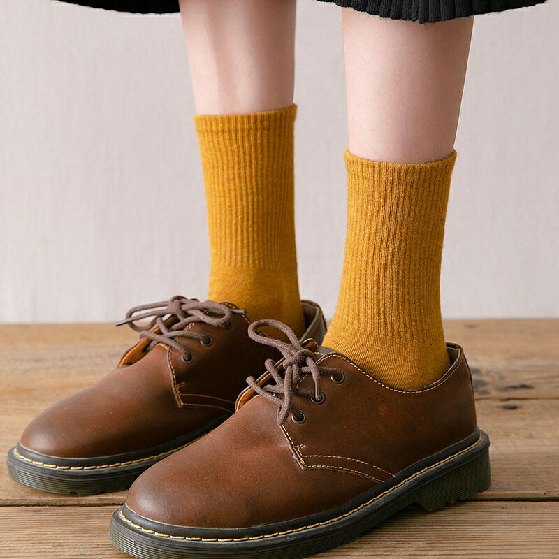 現貨! 秋冬日系中筒襪 純色休閒襪 長筒襪 5