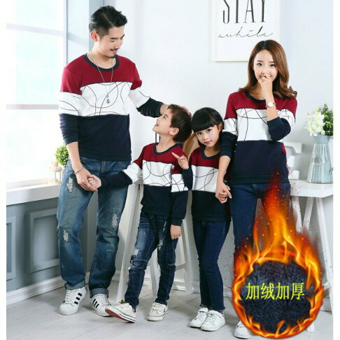 大尺碼親子裝 長袖T恤 圓領 全家福 團體服 衛衣 加絨加厚 長袖衛衣 母女裝 童裝 女裝 一家三口 一家四口 情侶裝 櫻桃嚴選 0