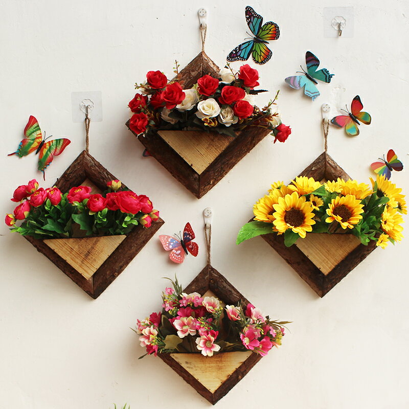 墻上壁掛裝飾木質花盆墻面花籃墻壁懸掛擺件飾品客廳室內創意掛件