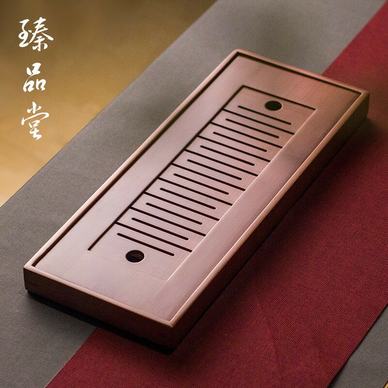 竹製小茶盤 儲水式託盤日式幹泡臺盤功夫茶具 長方形竹子小號茶海1入