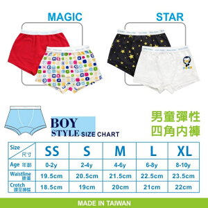 PUKU男 Star/Magic 彈性四角內褲2入(SS/S/M/L/XL)
