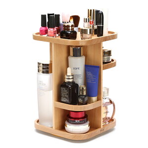 創意家用木質歐式360度旋轉式多層化妝品收納架臥室桌面置物盒