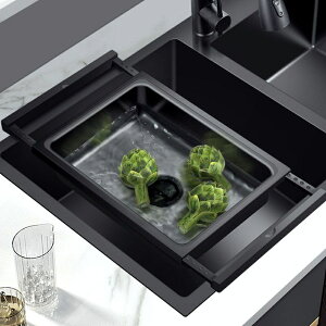 廚房水槽瀝水籃可伸縮置物架盆中盆洗菜池過濾框304不銹鋼
