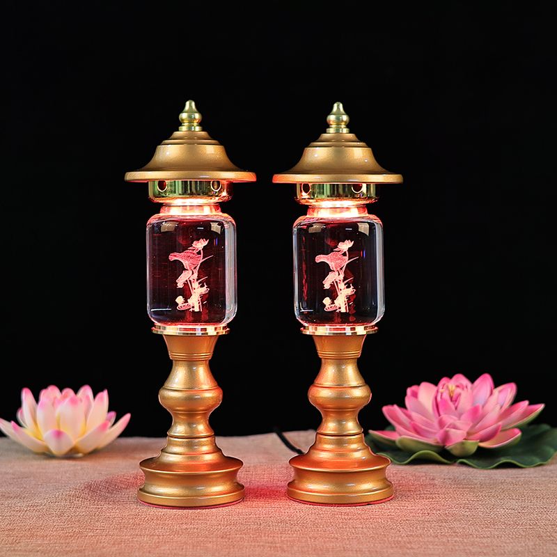 工廠直銷 【附發票】 免運 佛具 供燈 佛燈 蓮花燈 佛前供燈 新款水晶led蓮花燈佛供燈七彩荷花魚供燈插電佛燈家用黃光供臺對特惠/開立發票 全館八折 售後保障 s1217